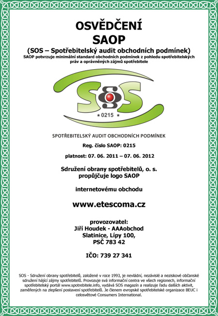 certifikát SOS
